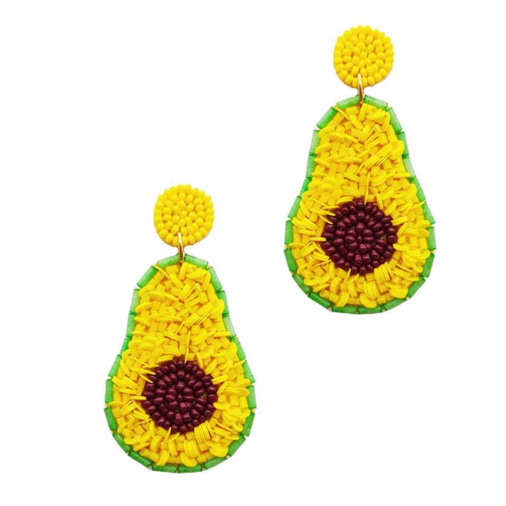 AVOCADO BEADED POST EARRINGS nwt